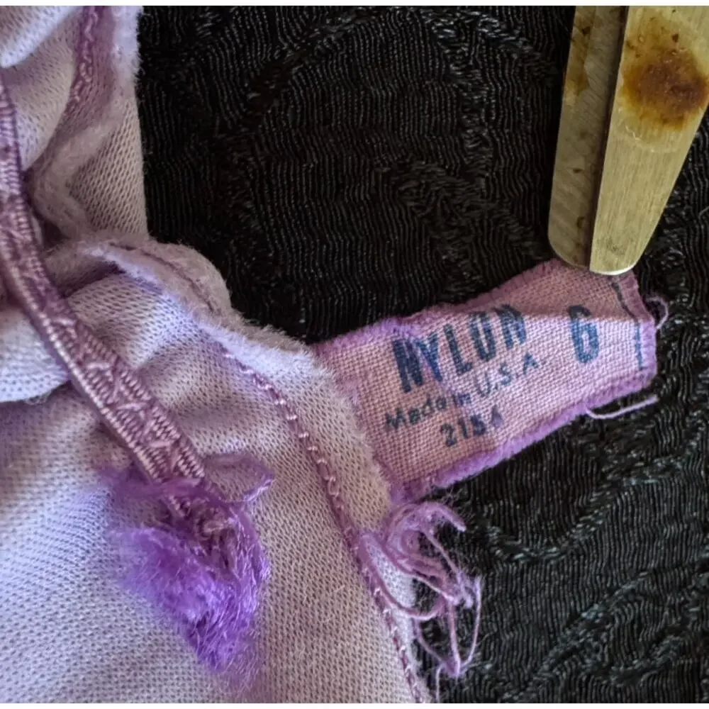 Vintage 1950s Lavender Nylon Opera Gloves Size 6 –Hand Dyed, Ruched Elbow Length